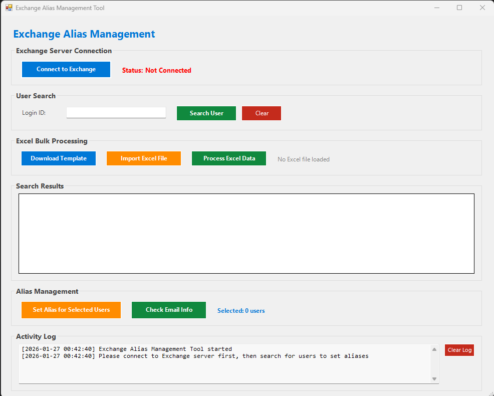 Exchange Alias Management Tool - Modern GUI for Exchange Administration